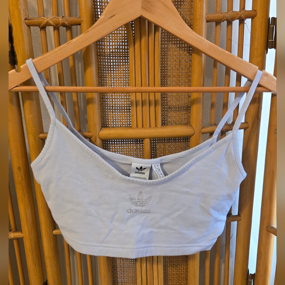 Adidas Light Blue Crop Top Sports Bra